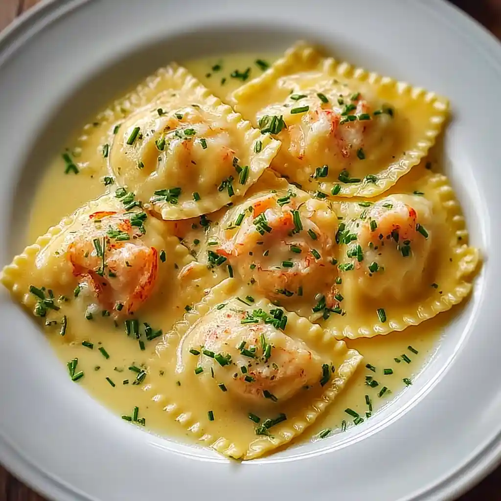 Raviolis au homard faits maison avec sauce au beurre citronné