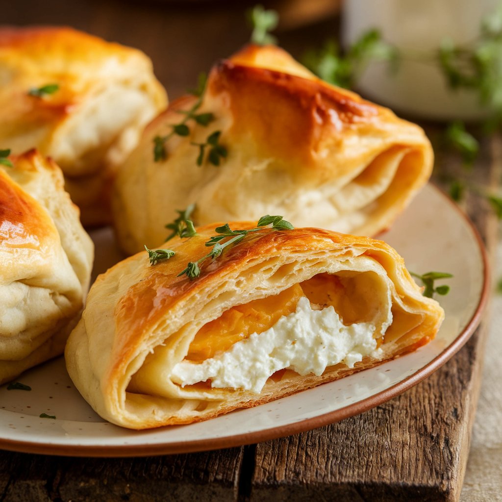 Feuilletés salés au fromage feta avec une croûte feuilletée