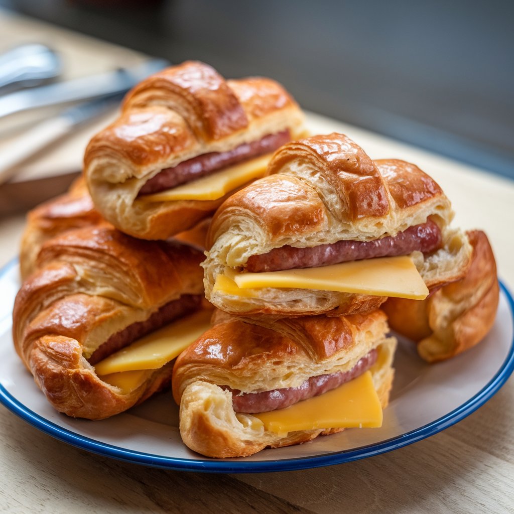 Croissants au fromage et aux saucisses