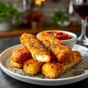 Recette bâtonnets de mozzarella croustillants du Chef Benoît, fromage fondant visible, panure dorée parfaite