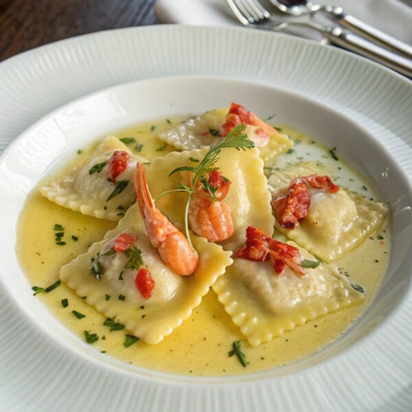 Raviolis au Homard et Sauce au Beurre Citronné épicée