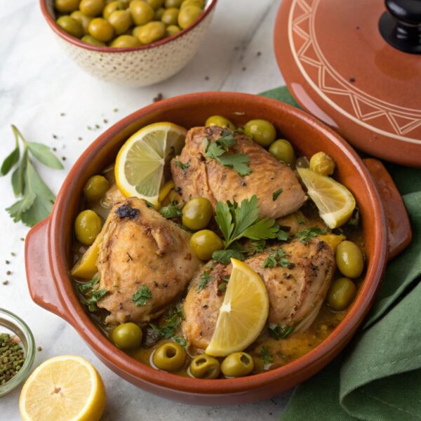 Poulet en Tajine aux Olives Vertes et Citron