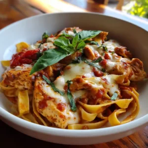 Recette poulet mozzarella avec tagliatelles et mozzarella fondue - plat familial en 25 minutes