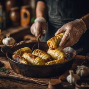 Recette chou farci traditionnel de Chef Benoît - plat familial réconfortant avec farce riz et viande