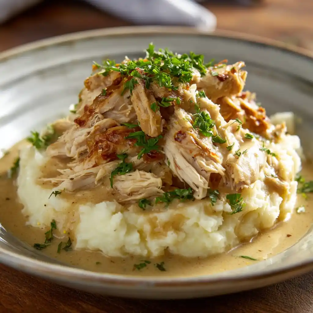 Dressage poulet râpé purée