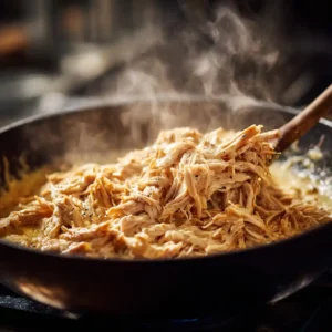 Poulet effiloché dans sauce crémeuse