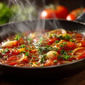 Sauce tomate en cuisson pour recette de thon