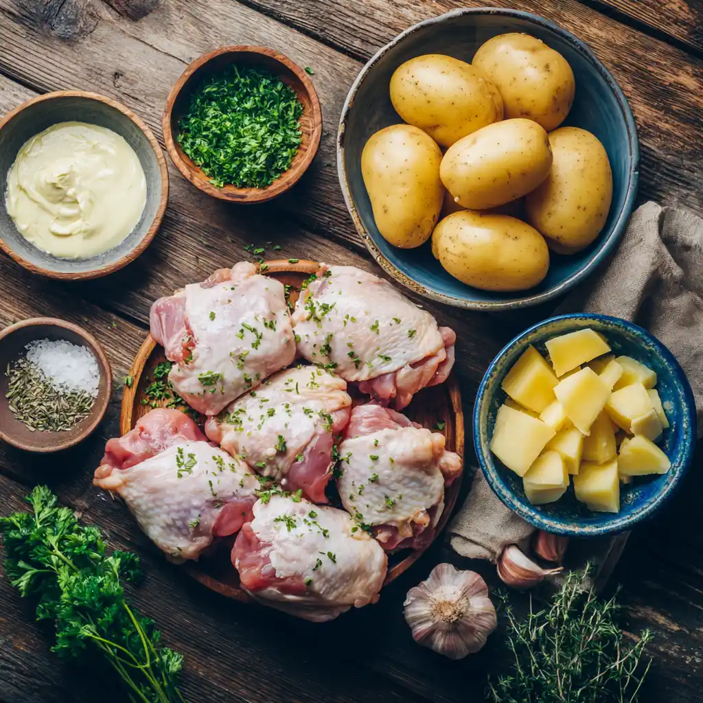 Ingrédients poulet râpé purée