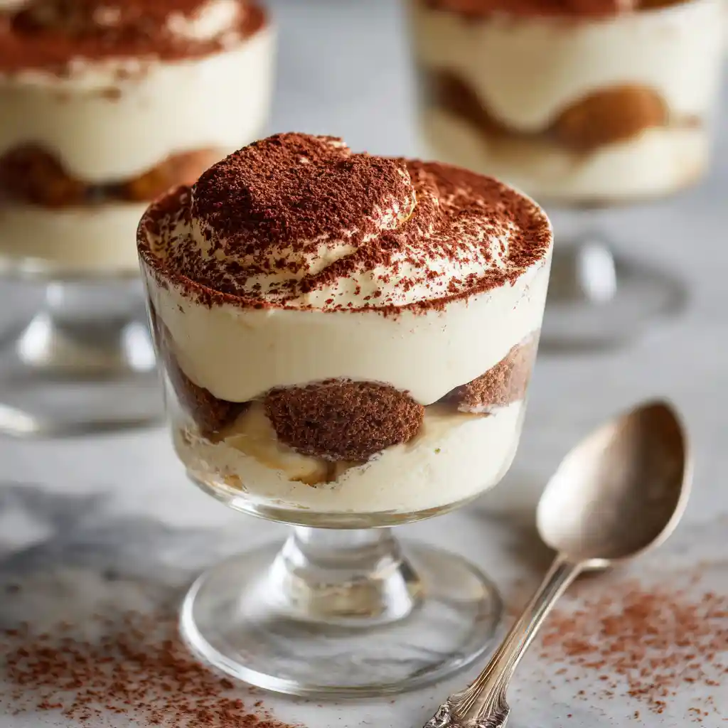 Portion parfaite de tiramisu au café en verrine, recette de tiramisu au café prête à déguster
