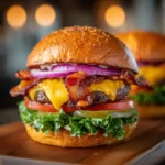 La recette de burger signature du Chef Benoît : un assemblage parfait de saveurs méditerranéennes et nord-américaines