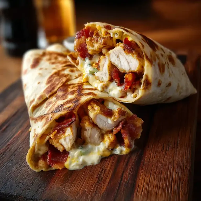 Rouleaux poulet-bacon-ranch dorés et croustillants de Chef Benoît coupés en tranches sur une planche en bois