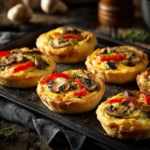 Tartelette salée aux champignons dorée, mini tartelette salée parfaite pour l'apéritif