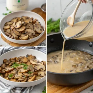 Préparation étape par étape soupe de champignons