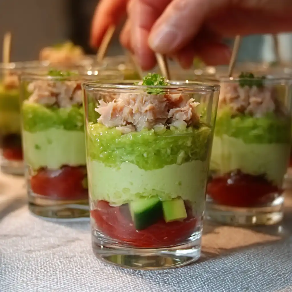 Verrine avocat thon prête à être dégustée
