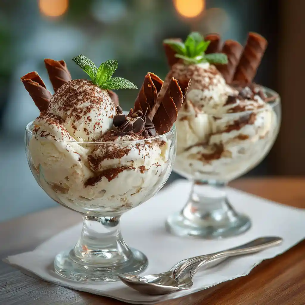 Dressage de la glace tiramisu en verrine