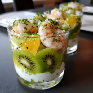 Carte recette verrines de crevettes aux kiwis - Recette complète Chef Benoît avec ingrédients et instructions