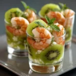Verrines de crevettes aux kiwis - Entrée fraîche et colorée préparée par Chef Benoît