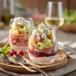 Carte recette verrines sucré-salé Chef Benoît avec ingrédients et étapes illustrées