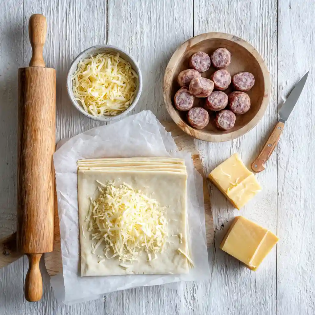 Ingrédients de qualité premium pour feuilleté apéritif - pâte pur beurre et gruyère AOP