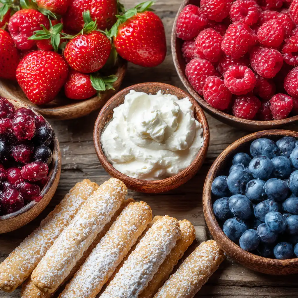 ingrédients tiramisu aux fruits rouges en verrine