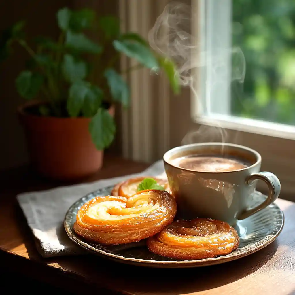 Recette des palmiers réussie - palmiers français croustillants servis pour un petit-déjeuner gourmand