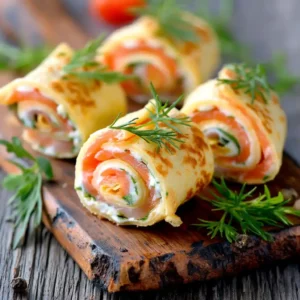 Carte recette roulé au saumon avec temps de préparation et ingrédients