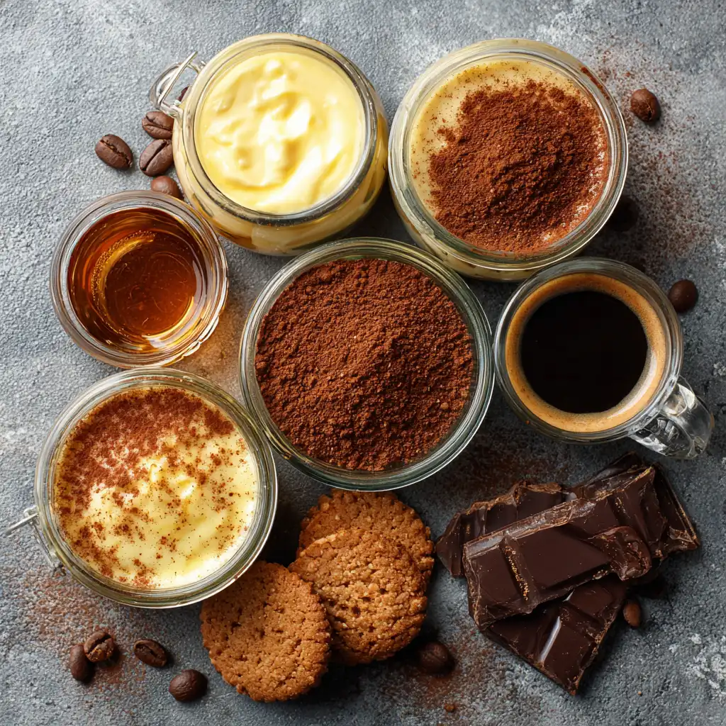 Ingrédients pour tiramisu en verrines
