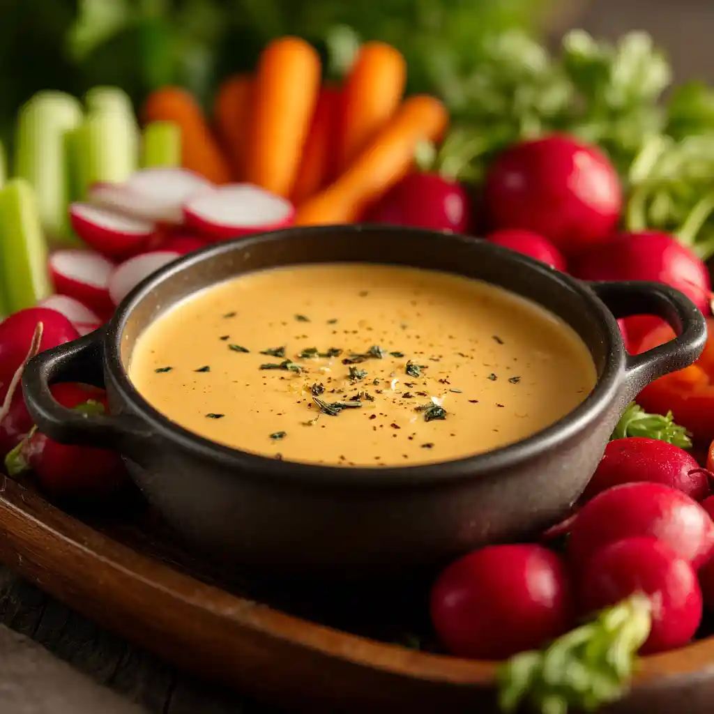Sauce au fromage crémeuse pour dips avec légumes croquants - recette Chef Benoît en 10 minutes