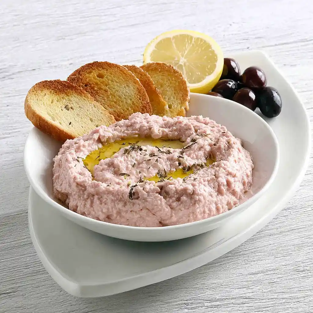 Tarama maison crémeux dans un bol en céramique blanche, préparé selon la recette authentique du Chef Benoît avec œufs de cabillaud