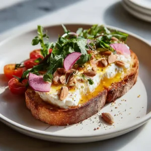 Toast chèvre miel création personnelle Chef Benoît inspirée par ses souvenirs d'enfance niçoise et sa passion montréalaise