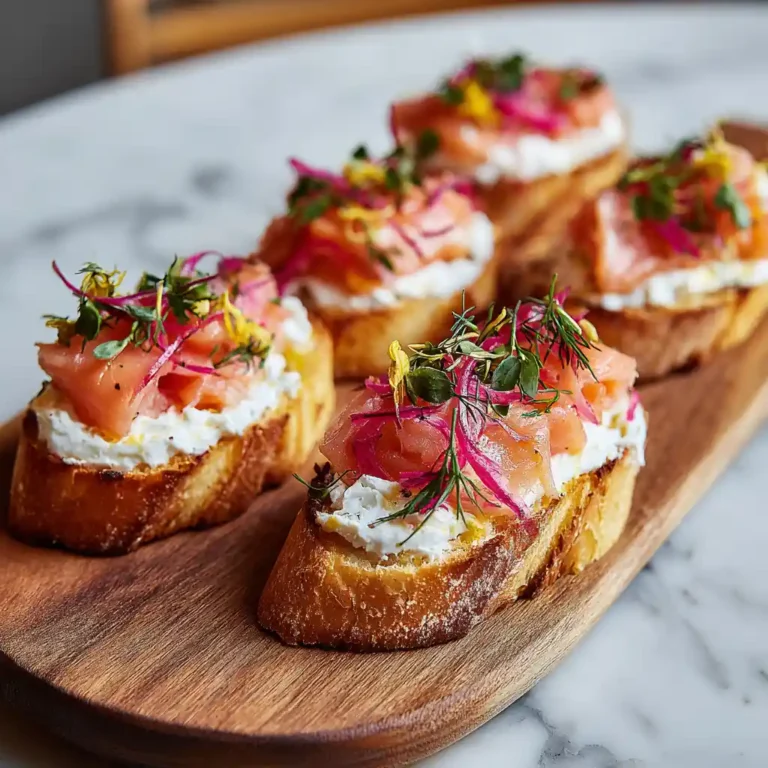 Toast saumon fumé doré garni de Boursin et herbes fraîches sur planche en bois, recette Chef Benoît