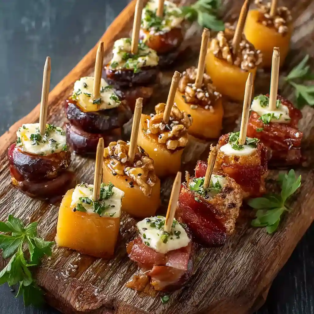 Guide complet des brochettes apéritives du Chef Benoît Lambert avec assortiment varié de brochettes sucrées-salées fromagères et marines