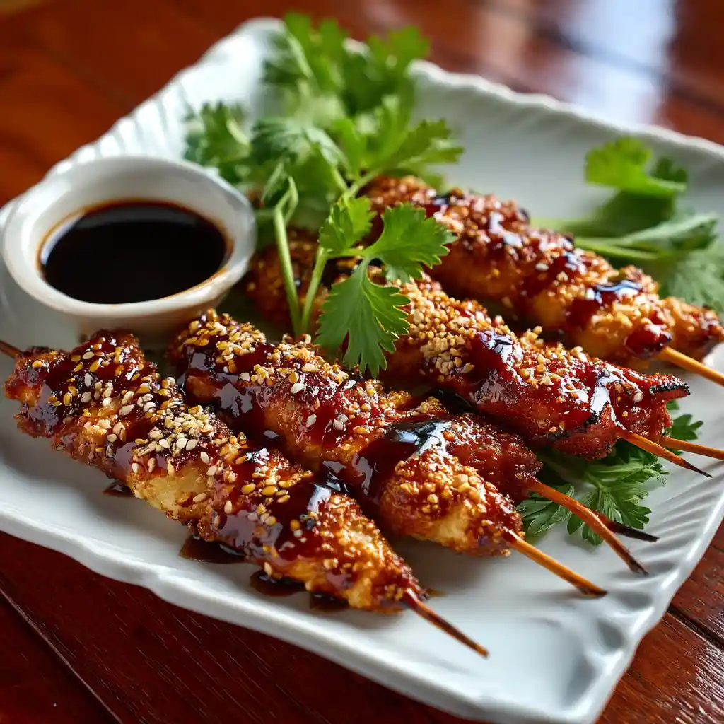 Brochettes apéritives poulet grillé marinade miel sésame graines dorées citron vert 25 minutes