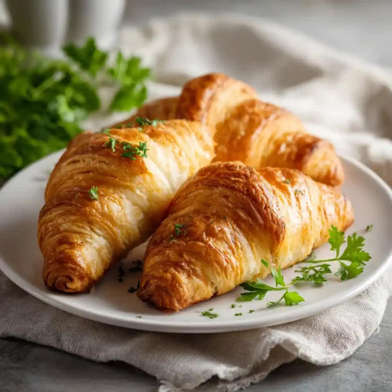 Croissant pate feuilletée doré sortant du four, apéritif feuilleté avec anchoïade méditerranéenne - recette Chef Benoît Lambert