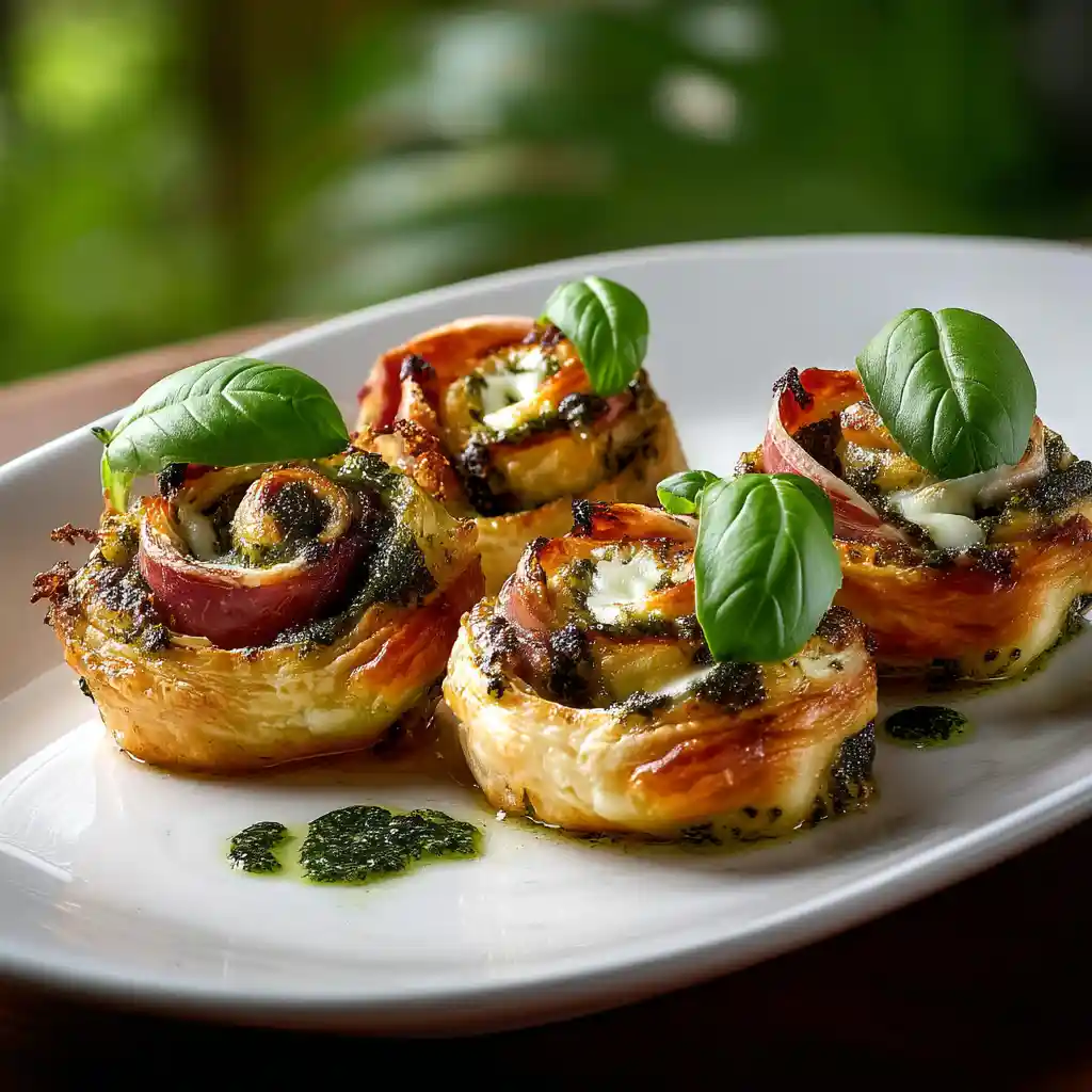 Assiette de four escargots à l'italienne garnies de basilic frais