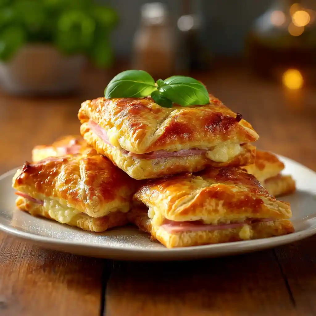 Feuilleté jambon fromage fait maison - recette apéritive croustillante du Chef Benoît Lambert