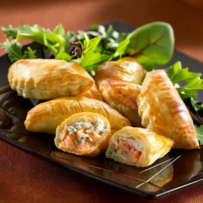 Feuilletés saumon boursin dorés et croustillants préparés par le Chef Benoît Lambert, apéritif français élégant