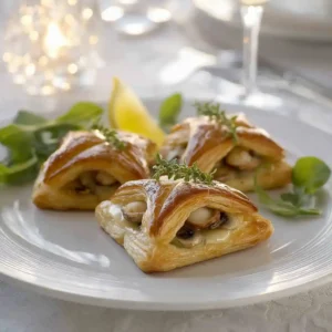 Feuilletés aux champignons dorés sortant