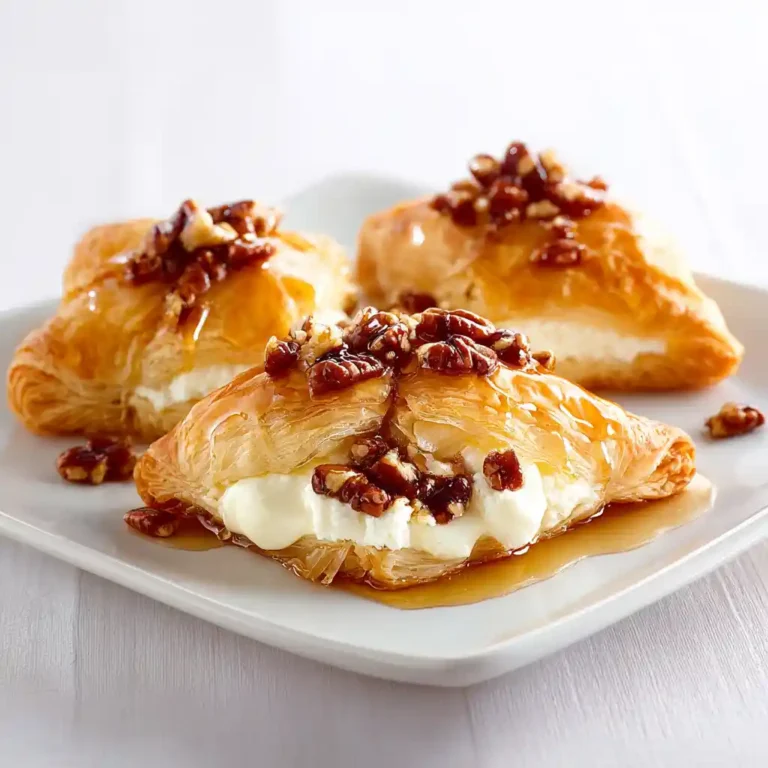 Feuilleté chèvre miel doré et croustillant garni de fromage chèvre frais, miel et noix de pécan - Recette du Chef Benoît Lambert