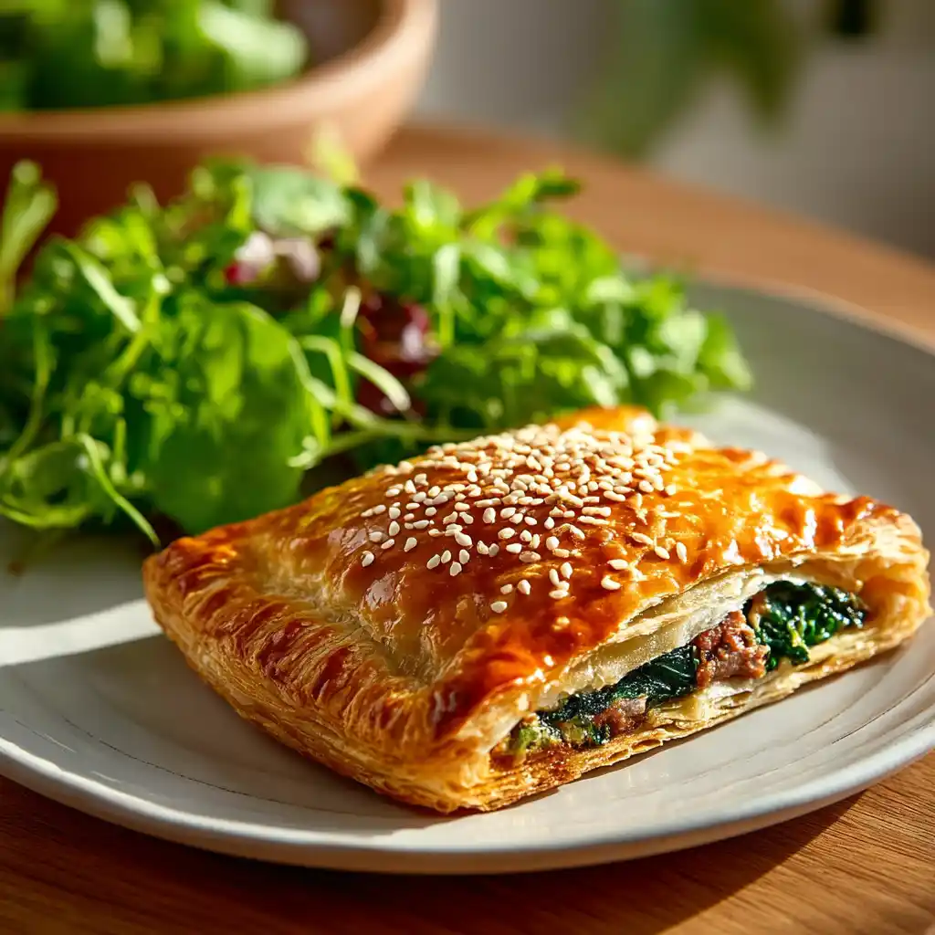 feuilleté viande hachée avec pâte feuilletée pur beurre, parfait en entrée