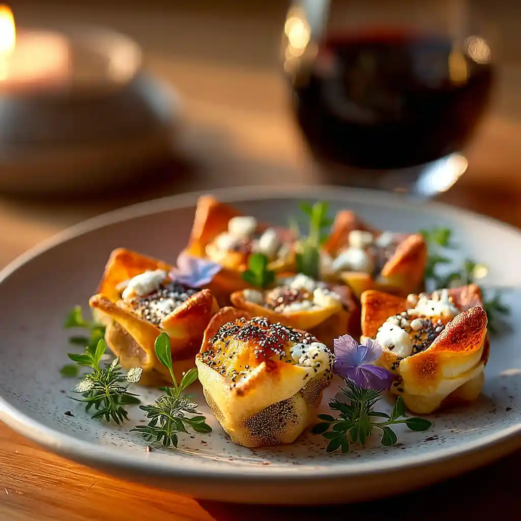 Bouchées apéritives chèvre pavot - graines pavot - fromage crémeux - feuillete apero - 20 minutes