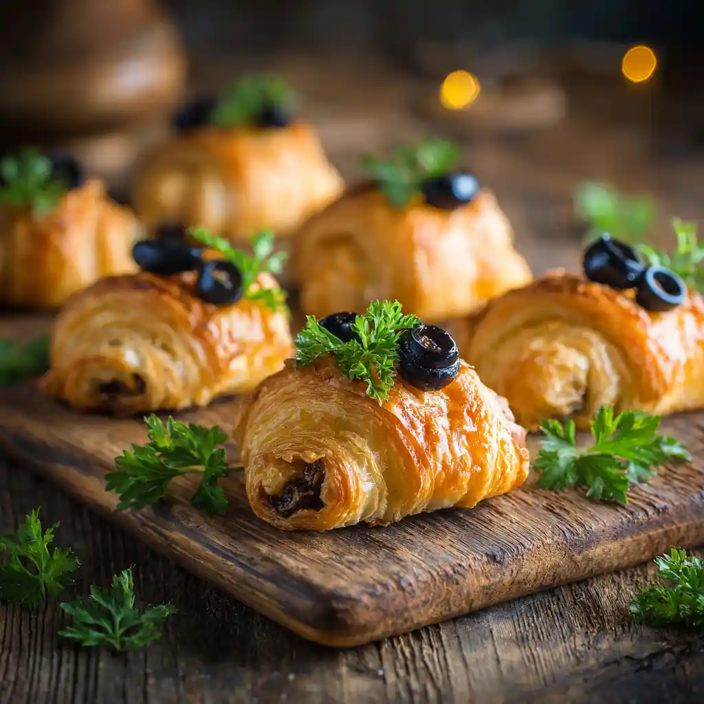 Croissant apéro anchois olives - feuillete apero - 16 pièces dorées - 35 minutes