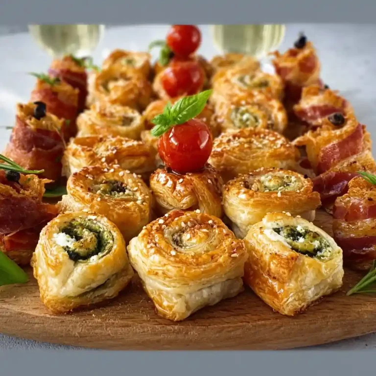 Assortiment de feuillete apero dorés et croustillants préparés par Chef Benoît Lambert - 40 recettes gourmet d'apéritifs français authentiques