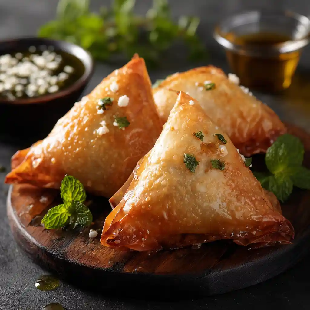 Feuilleté feta menthe frais - contraste saveurs - méditerranéen authentique - croustillant - à servir tiède