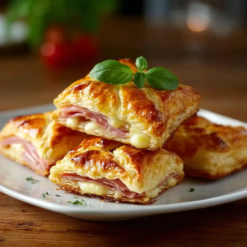 feuillete apero jambon fromage authentique - jambon blanc mozzarella - pâte croustillante - 30 minutes