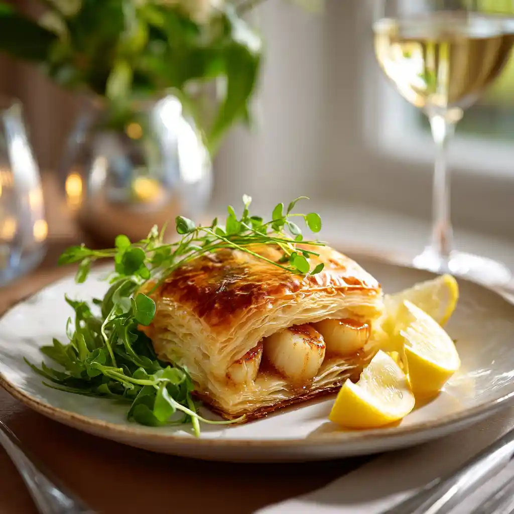 Feuilleté Saint-Jacques moelleux - pâte croustillante - contraste texture - apéritif élégant - 35 minutes