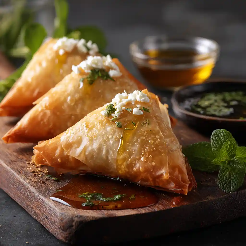 Feuilletés à la feta et menthe dorés et croustillants, recette méditerranéenne