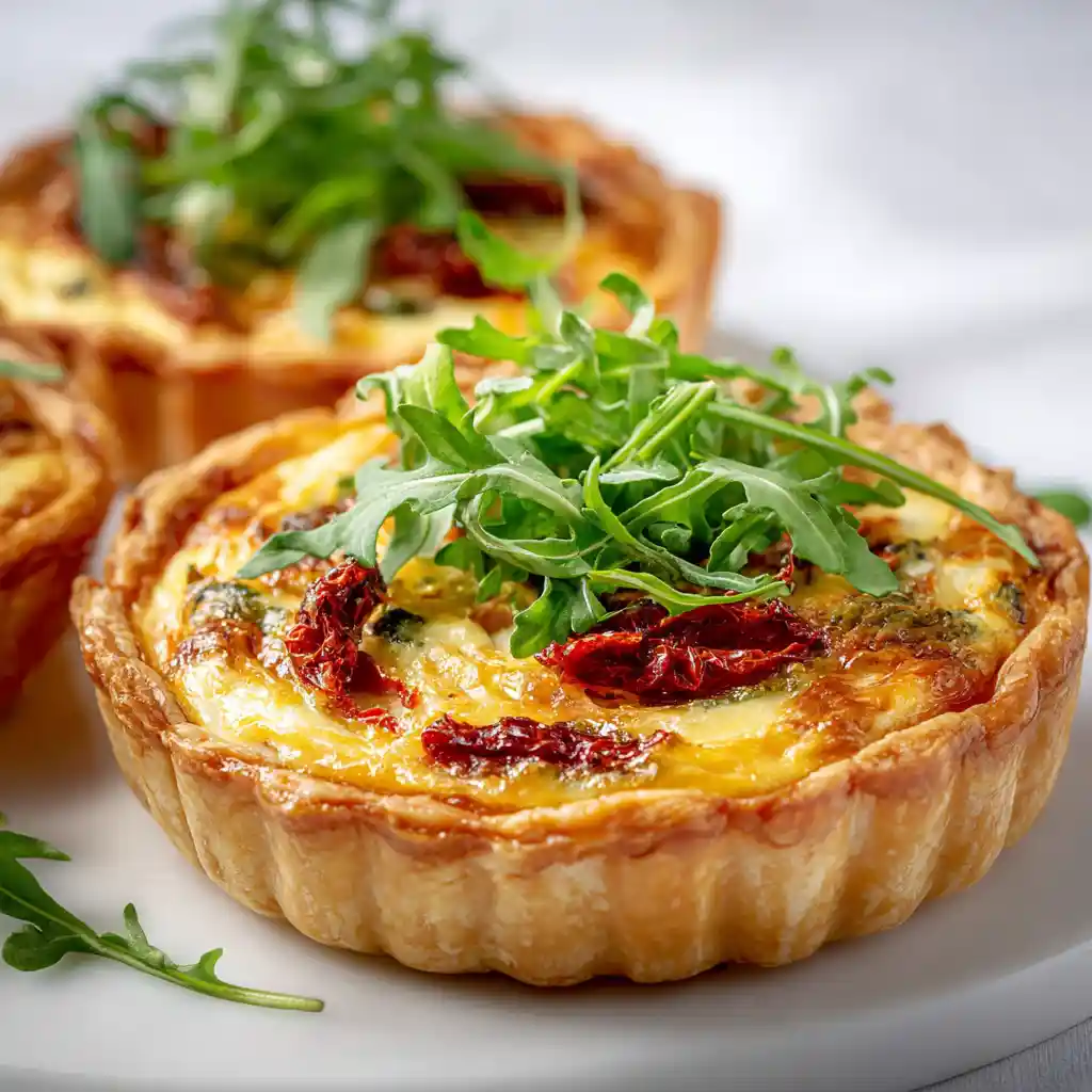 Quiche pâte feuilletée - jambon fromage roquette - feuillete apero - 40 minutes