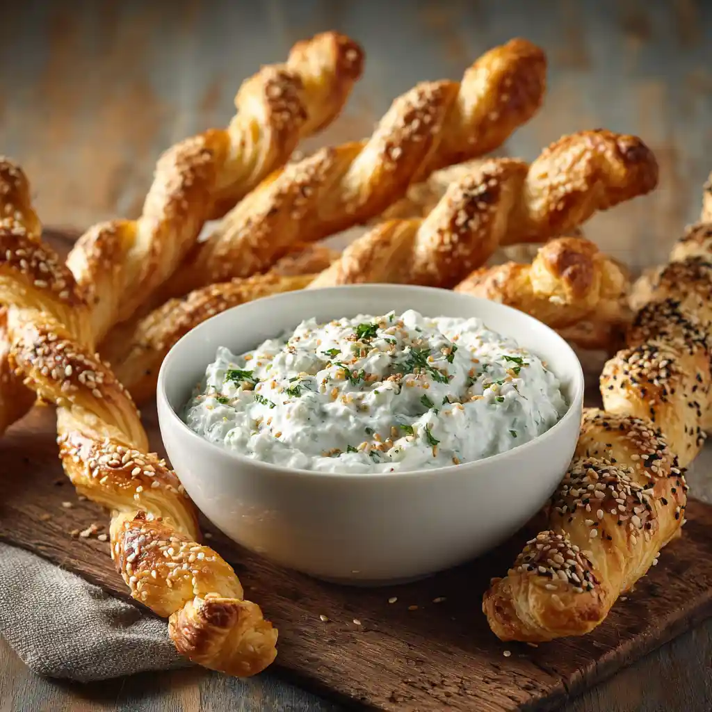 Tzatziki yaourt grec avec gressins feuilletés - feuillete apero méditerranéen - duo crémeux croustillant - 35 minutes