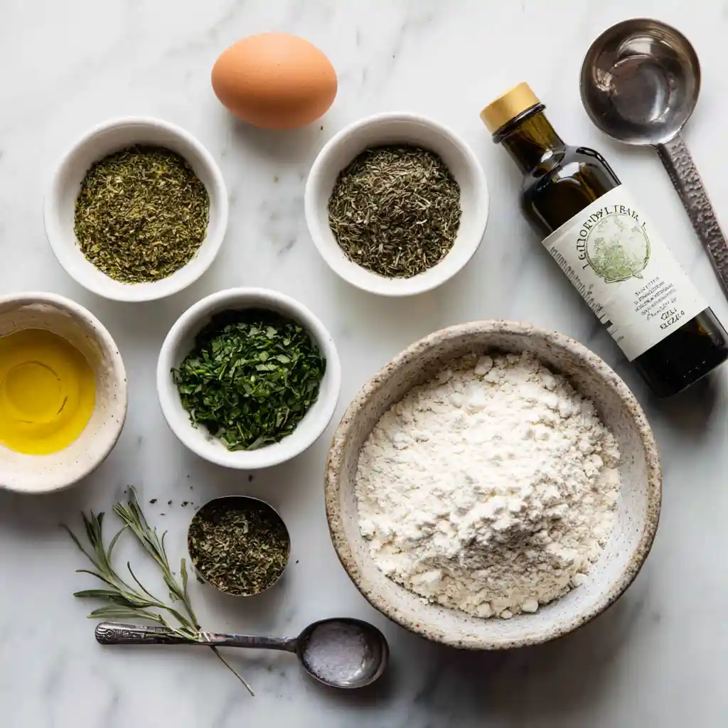 Ingrédients pour préparer des biscuits apéro aux herbes maison